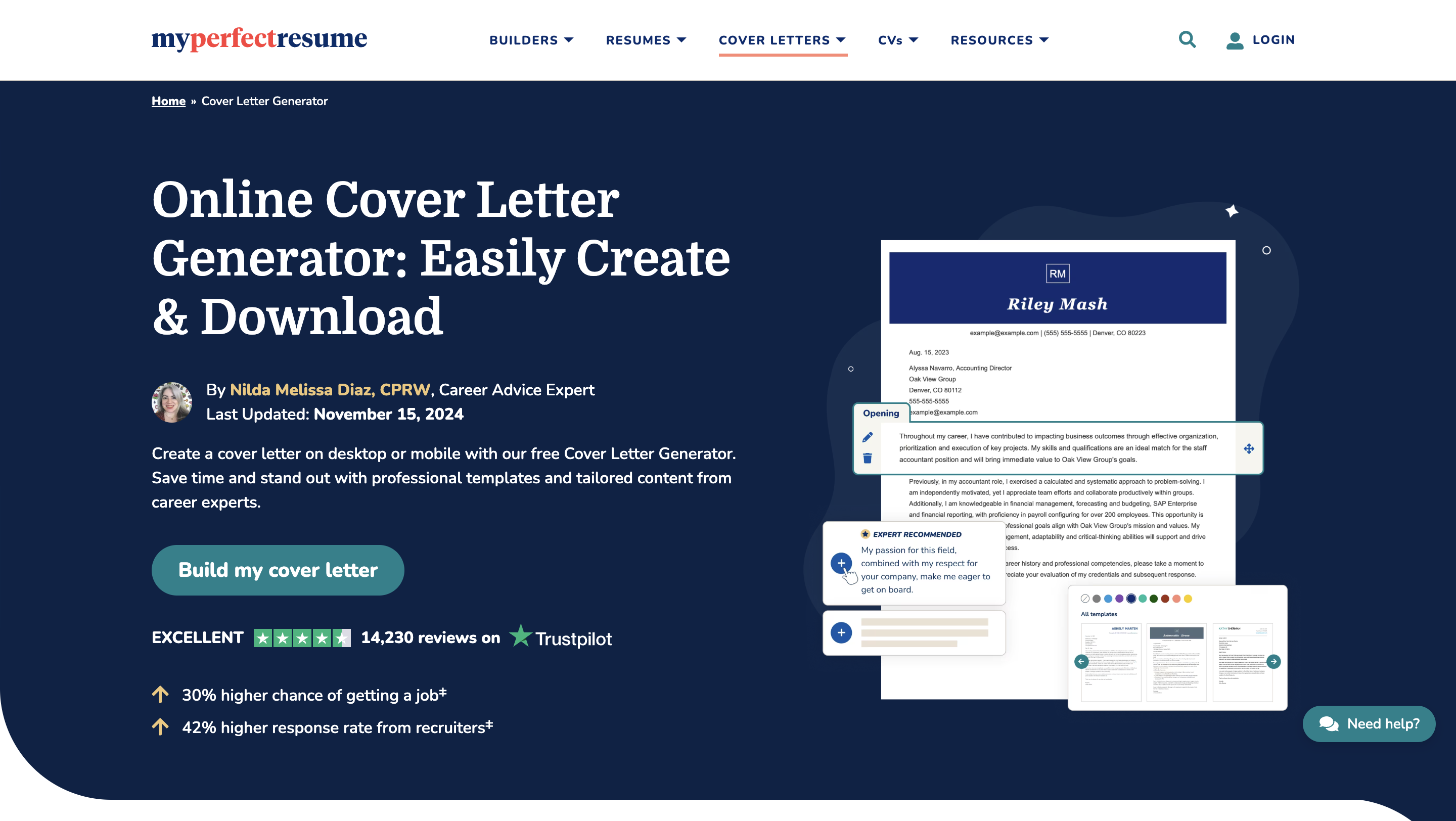 MyPerfectResume Cover Letter Builder Review