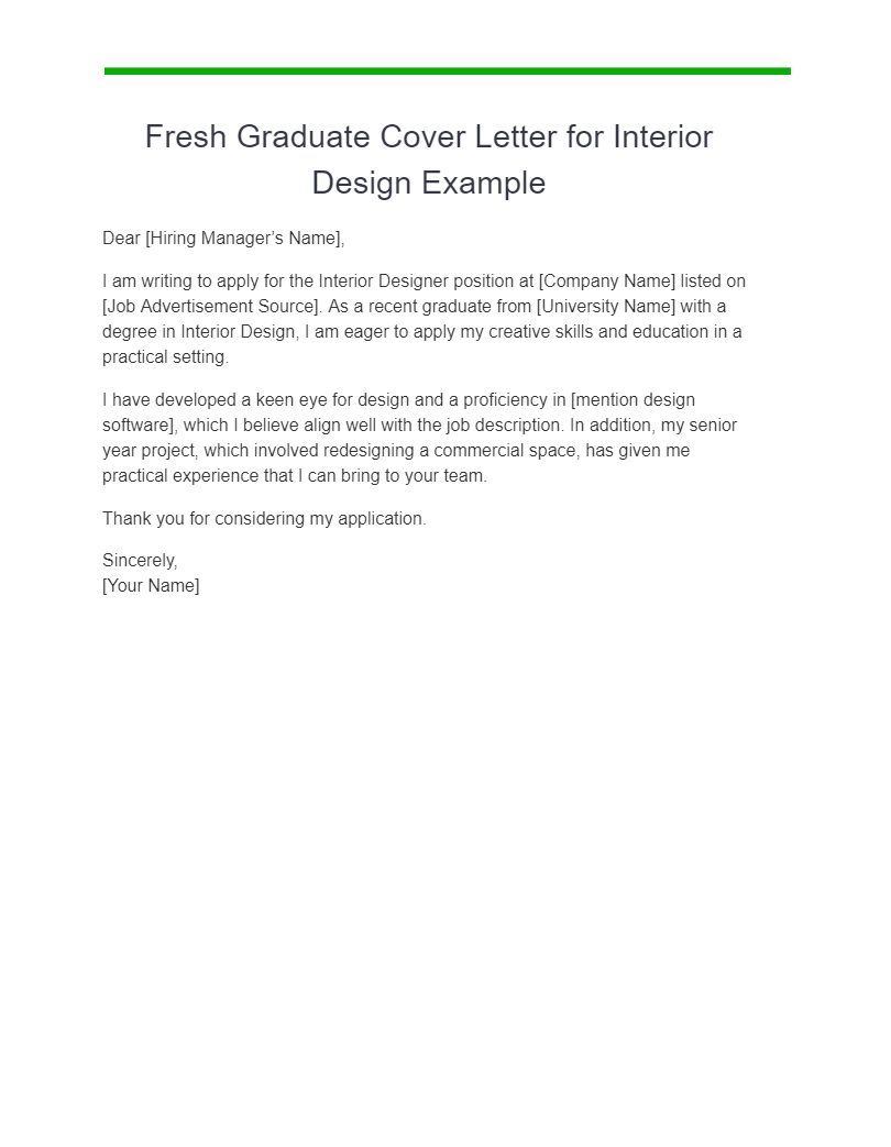 Job Application Letter for Fresh Graduates